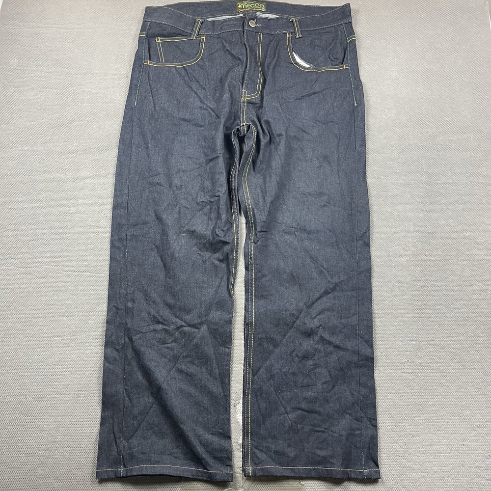 Vintage Mecca Jeans Mens 40x29 Blue‎ Baggy Wide Leg Carpenter Skater Grunge Y2K